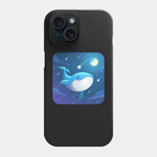 cute blue whale cartoon character design Phone Case