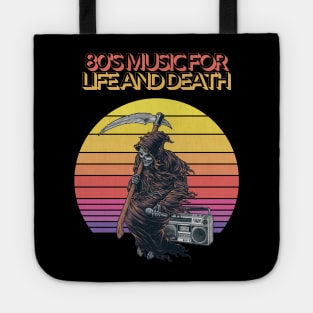 80's Music For Life and Death Grim Reaper Retro Music Tote