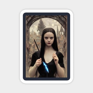 Wednesday Addams Portrait Old painting Style Magnet