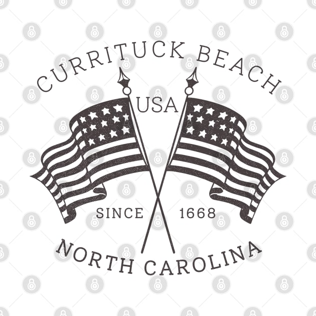 Currituck Beach, NC Summertime Vacationing Patriotic Flags by Contentarama