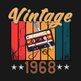 52th Birthday 52 Years Old 52th Vintage Retro cassette Mixtape Music Cassette 1968 Birthday T-Shirt