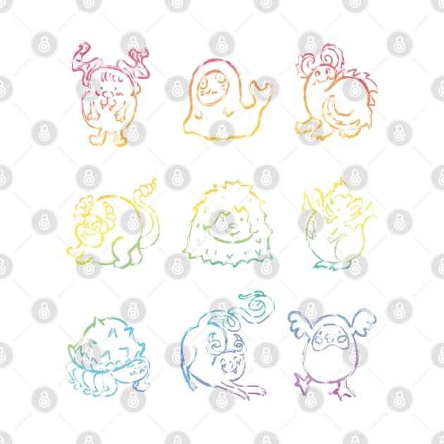 Monster friends rainbow outline by Frenchie Boops 