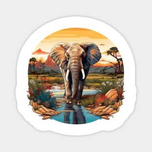 Elephant in the savanna Magnet