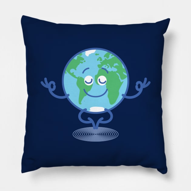 Joyful Planet Earth taking a peaceful time to meditate Pillow by zooco