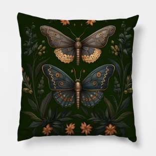 Butterfly amidst foliage Pillow