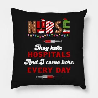 Funny Nurse Christmas Pun Quote Hilarious Joke ICU Pillow