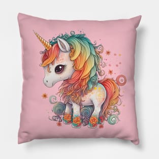 Enchanted Blossoms: A Floral Journey with the Rainbow-maned Unicorn Pillow