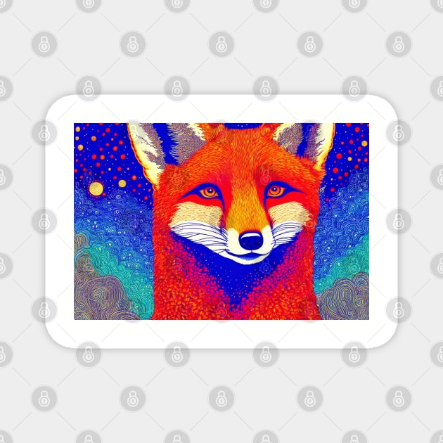 Cosmic Red Fox Magnet by rachelboucher