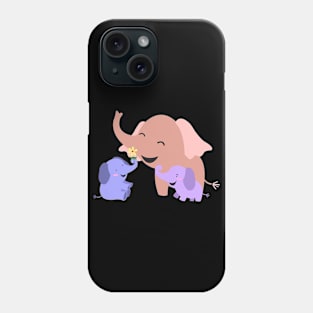 Mom and 2 baby elephants Phone Case