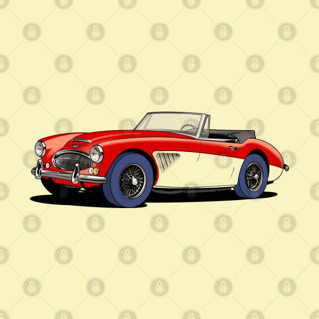 Two tone Austin-Healey 3000  in red and cream by Webazoot