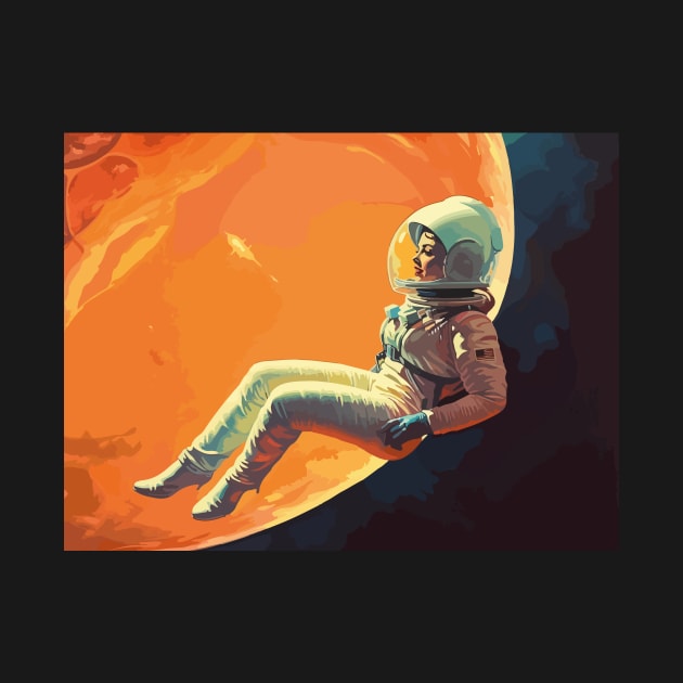 Female Astronaut in the Space, Vintage Style Art by MelihsDump