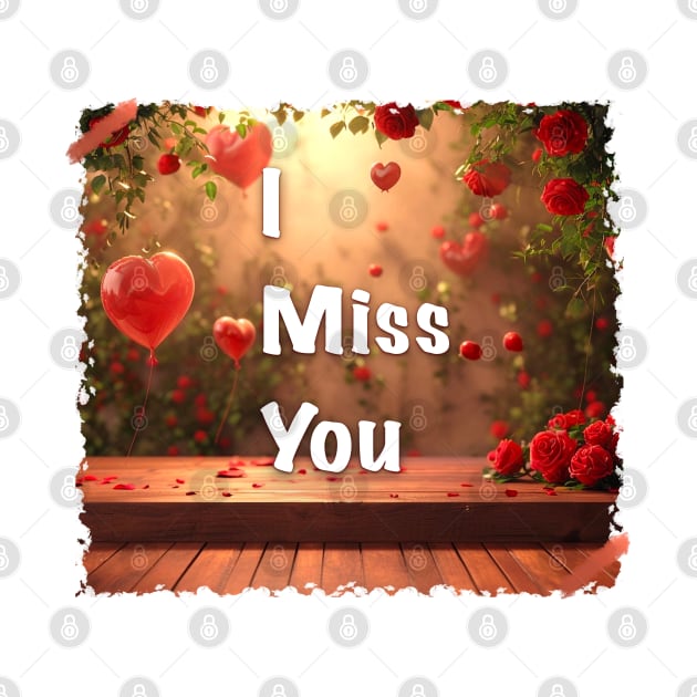 I miss you with Valentine Day Greeting by Black Cat