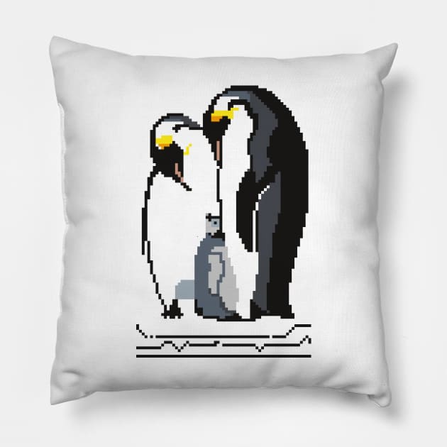 Family of pixel penguins Pillow by Helen_graphic design