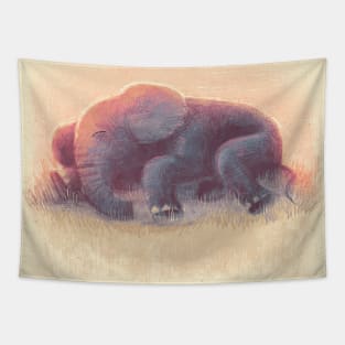 Baby Elephant Sleeping 2 Tapestry