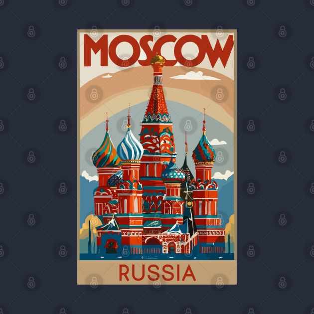 A Vintage Travel Art of Moscow - Russia by goodoldvintage