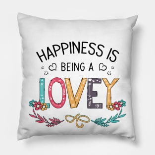 Happiness Is Being A Lovey Wildflowers Valentines Mothers Day Pillow