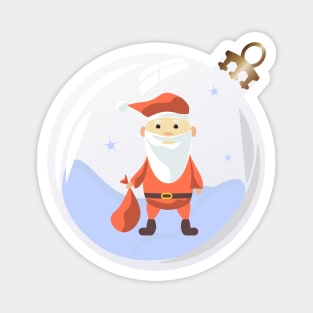 Santa Claus with gift bag in Christmas bauble Magnet