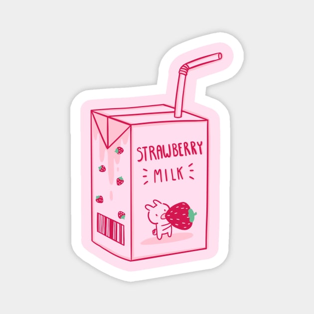 Strawberry milk box Magnet by Purple Panda