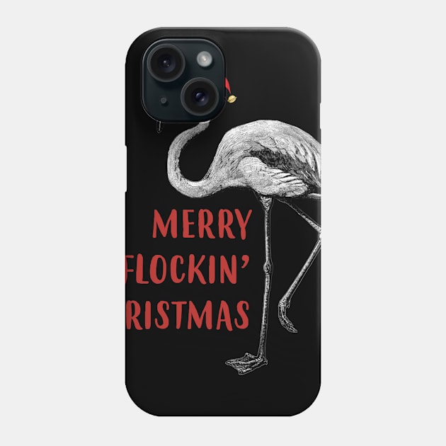 Merry Flockin' Christmas Gift For Flamingo Lover Phone Case by ROMANSAVINRST