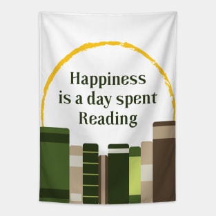 Happiness is a Day Spent Reading | Green | White Tapestry