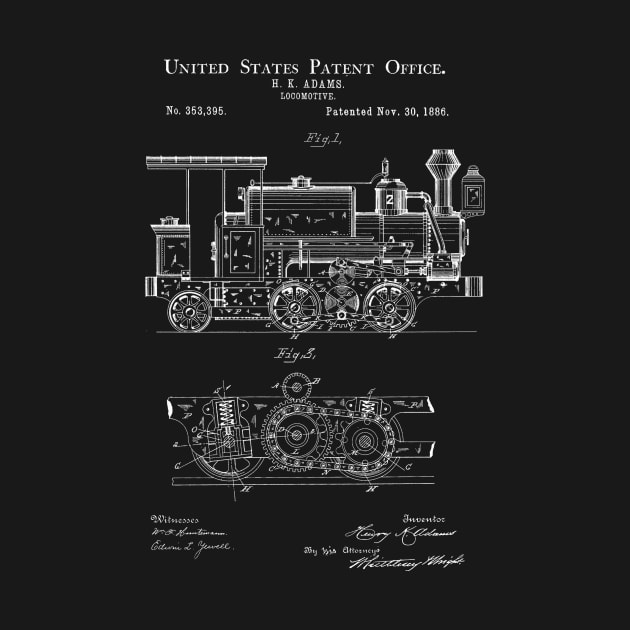 Locomotive Patent Blueprint (1886) by nadegata