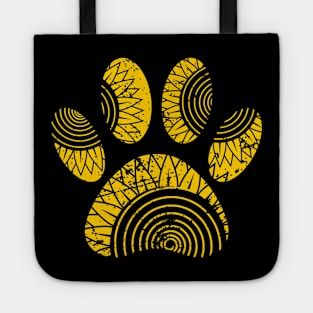 Sunflower Pattern Dog Paw Print With Distressed Effect Tote