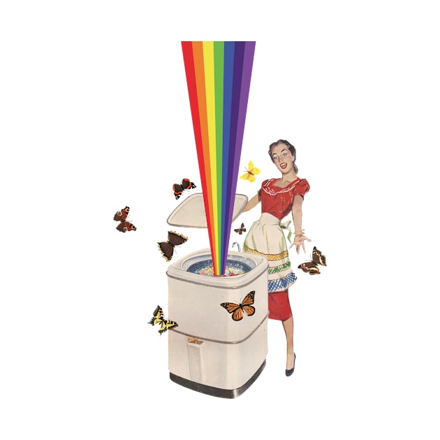 Rainbow Washing Machine by LennyCollageArt