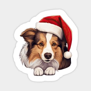 Christmas Peeking Shetland Sheepdog Magnet