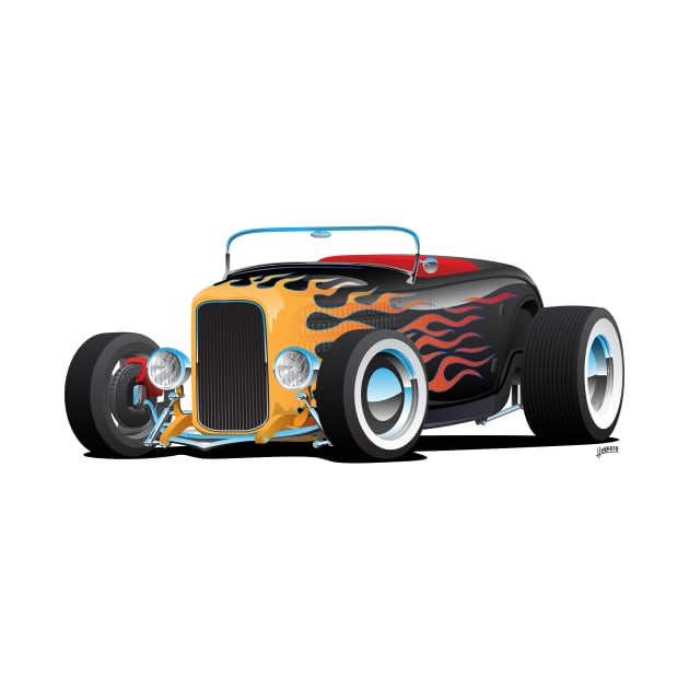 Custom Hot Rod Roadster Car with Flame by hobrath