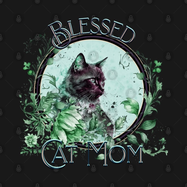 Mother's Day Blessed Cat Mom Mint Nip Green by mythikcreationz