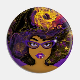 Galaxy Girl Purple Afro Pin