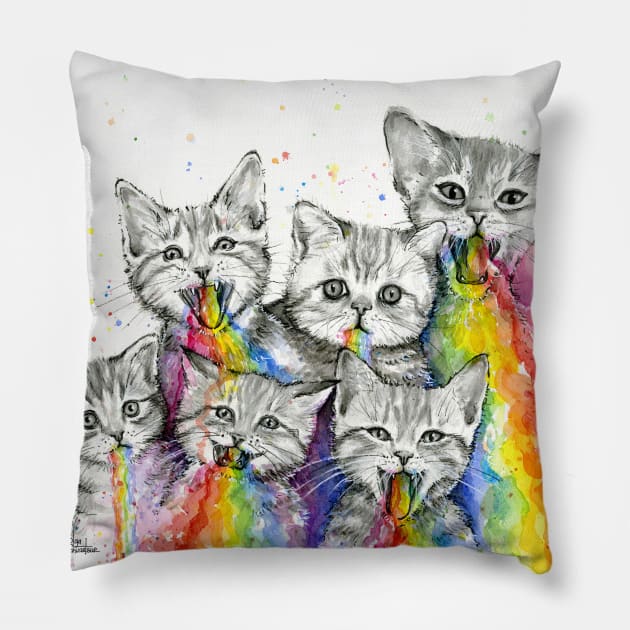 Kittens Puking Rainbows Pillow by Olechka