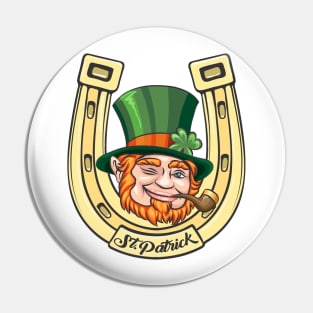 Saint Patrick Cartoon Emblem Pin