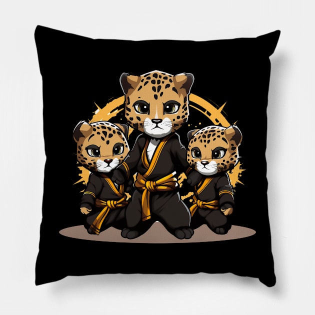 cheetahs martial artists Pillow by javierparra