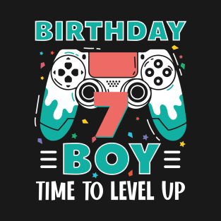 7th Birthday Boy Gamer Funny B-day Gift For Boys kids toddlers T-Shirt