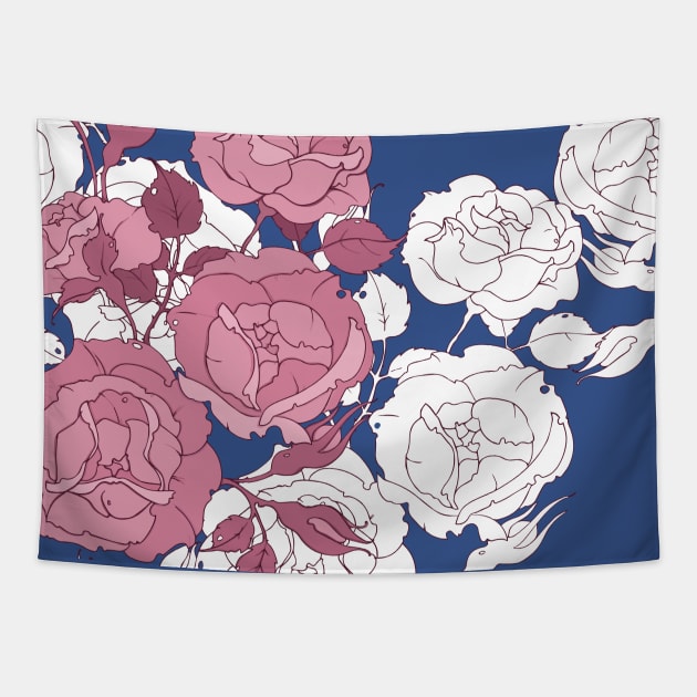 tender pink roses Tapestry by  ESHA-Studio