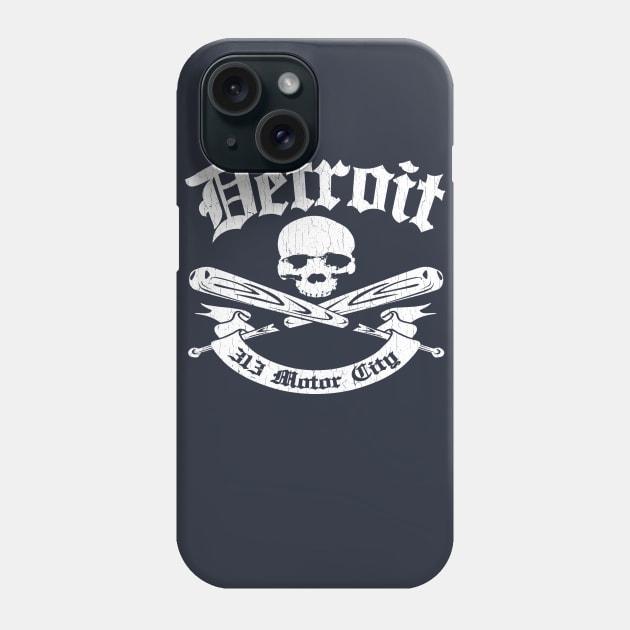 Detroit 313 Motor City (vintage distressed look) Phone Case by robotface