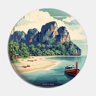 Railay Thailand Vintage Retro Travel Tourism Pin