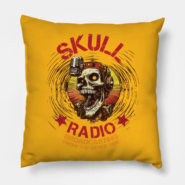 Skull Radio - broadcasting from the other side Pillow by KO&ZO