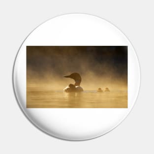 Loons in the mist - Common Loon Pin