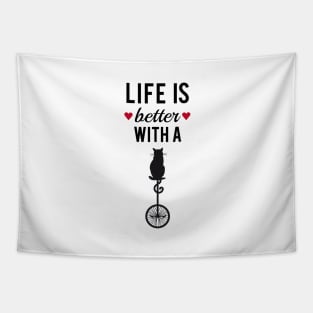 Life is better with a cat, text design, word art Tapestry