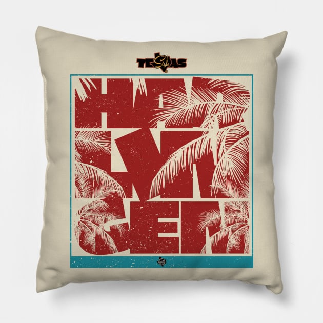 Texas City Harlingen Graphic Dark Orange Pillow by CamcoGraphics