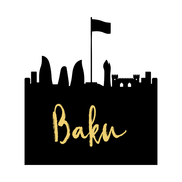 BAKU AZERBAIJAN DESIGNER SILHOUETTE SKYLINE ART by deificusArt