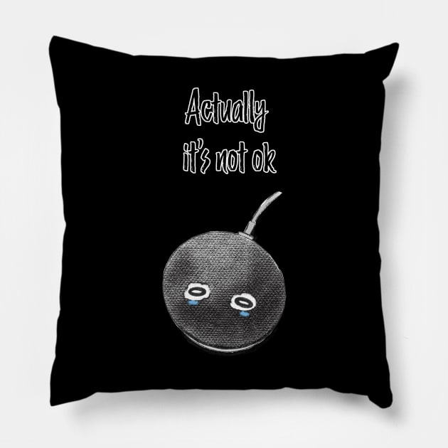 Google Home is not ok - black on black Pillow by Uwaki