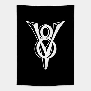 Ford V8 flathead engine emblem white print Tapestry