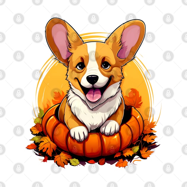 Pembroke Welsh Corgi Dog inside Pumpkin #1 by Chromatic Fusion Studio