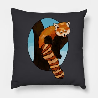 cute red panda on tree Pillow