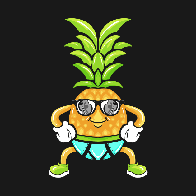 Cartoon Pineapple With Sunglasses And Underwear by SinBle