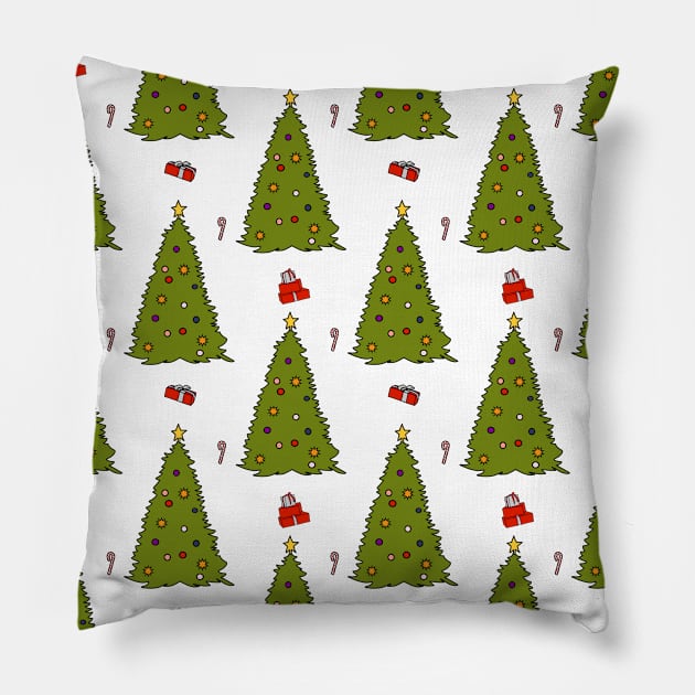 Christmas Trees Pattern Pillow by ellenhenryart