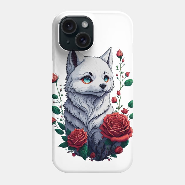 White Foxy Among the Roses Phone Case by ArtMichalS